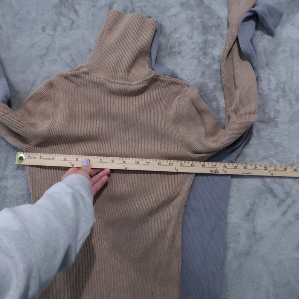 H&M Sweater Women XL Gray Knit Turtleneck Pullover Stretch Minimalist Classy Lot - Picture 12 of 15